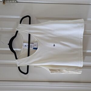 ADIDAS BRAND SIGNATURE  WOMEN'S IVORY LINED CROP JERSEY TOP SIZE SMALL